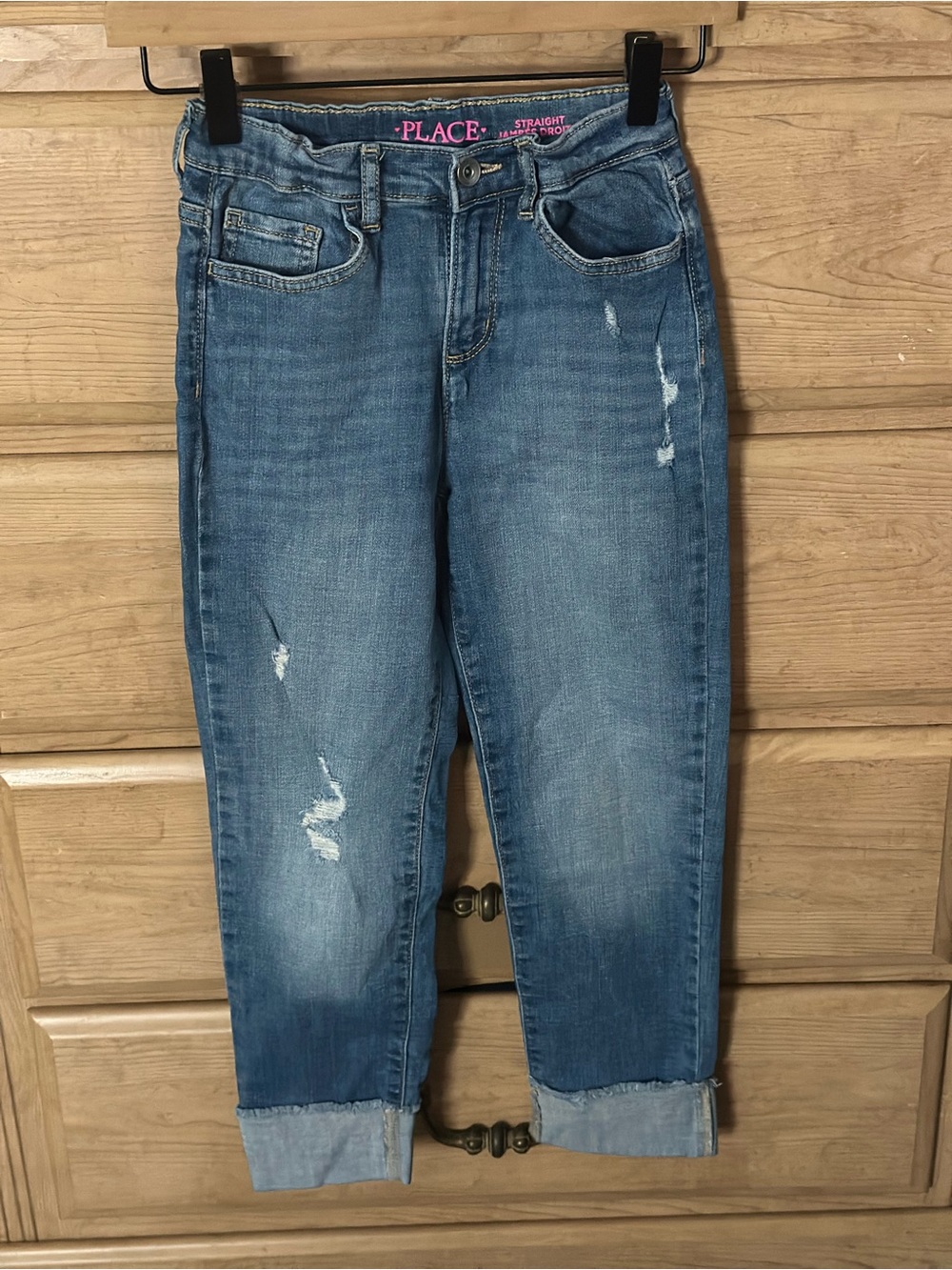 Medium Blue Distressed Cropped Straight Jeans | Size 10 by The Children’s Place
